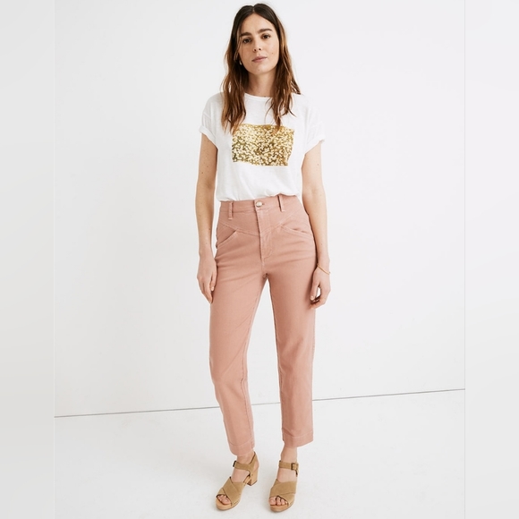 Madewell Pants - Madewell Pink Yoke Edition Tapered Pants Size 31 Classic Boho Chic Academia
